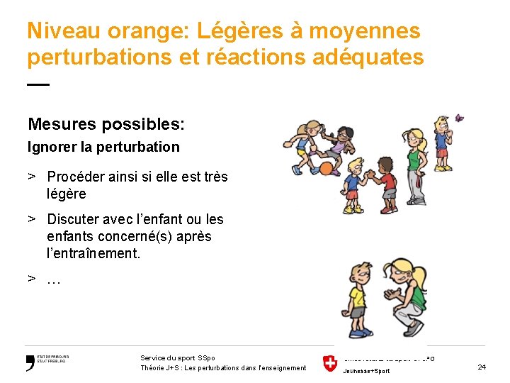 Niveau orange: Légères à moyennes perturbations et réactions adéquates — Mesures possibles: Ignorer la