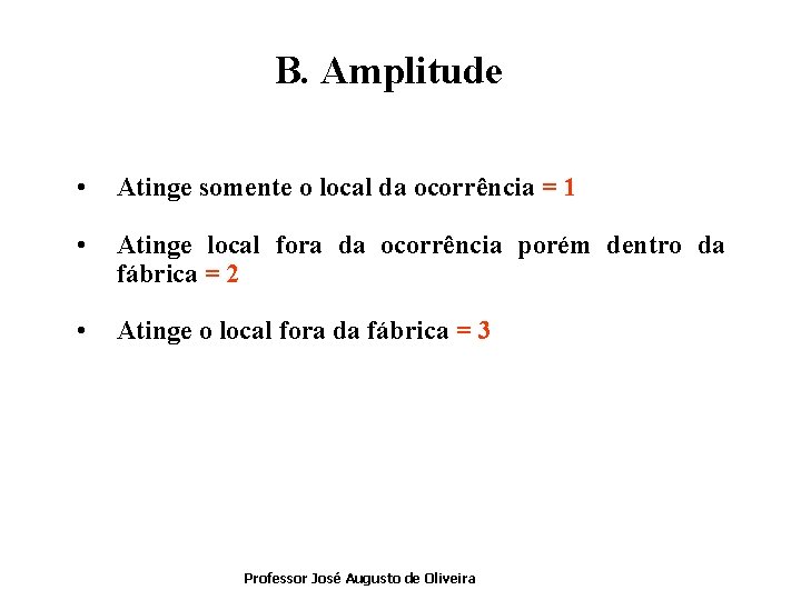 B. Amplitude • Atinge somente o local da ocorrência = 1 • Atinge local