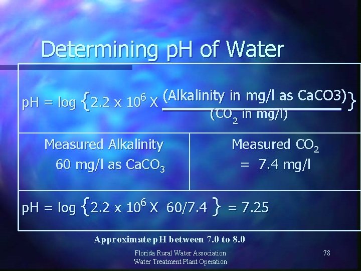 Determining p. H of Water (Alkalinity in mg/l as Ca. CO 3 ) p.