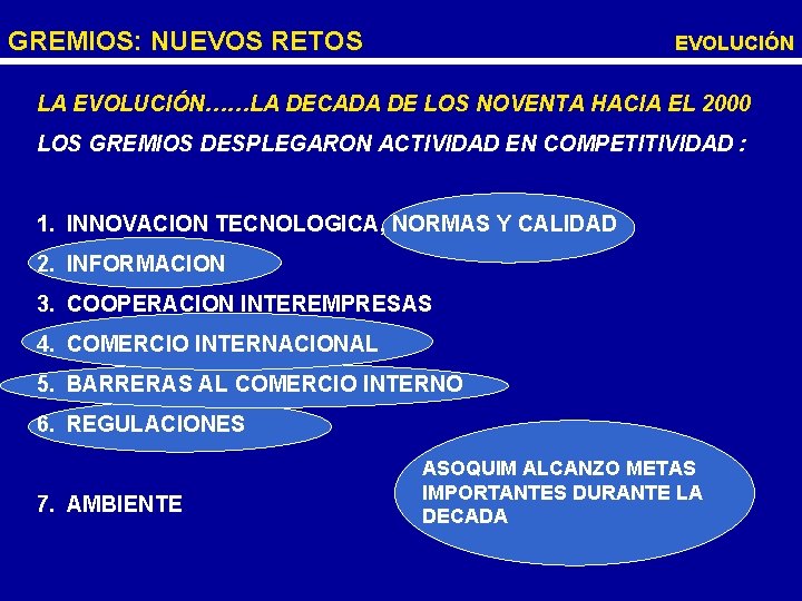 GREMIOS: NUEVOS RETOS EVOLUCIÓN LA EVOLUCIÓN……LA DECADA DE LOS NOVENTA HACIA EL 2000 LOS