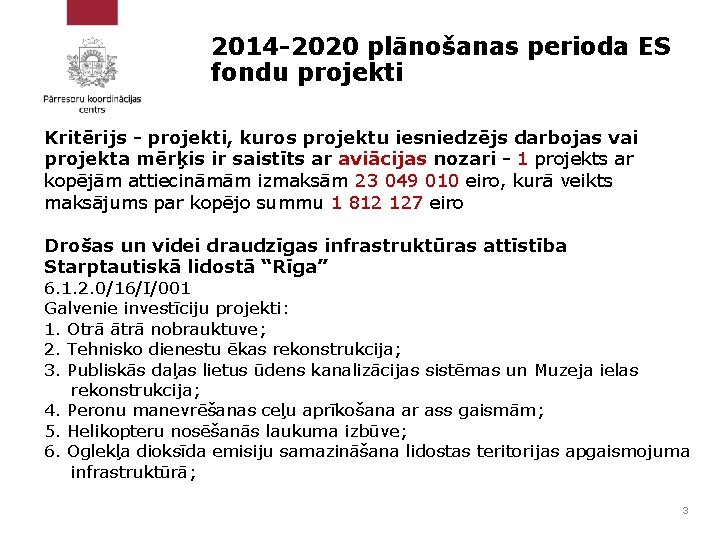 2014 -2020 plānošanas perioda ES fondu projekti Kritērijs - projekti, kuros projektu iesniedzējs darbojas