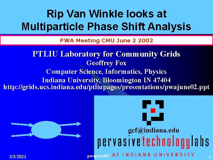 Rip Van Winkle looks at Multiparticle Phase Shift Analysis PWA Meeting CMU June 2