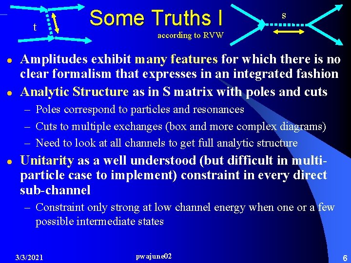 t l l Some Truths I s according to RVW Amplitudes exhibit many features