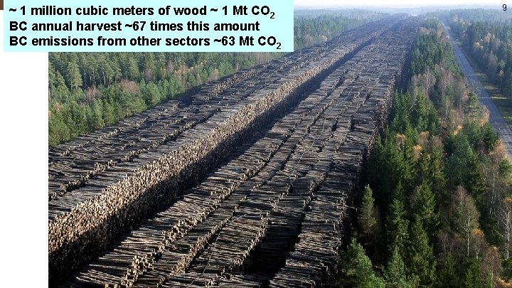 ~ 1 million cubic meters of wood ~ 1 Mt CO 2 BC annual