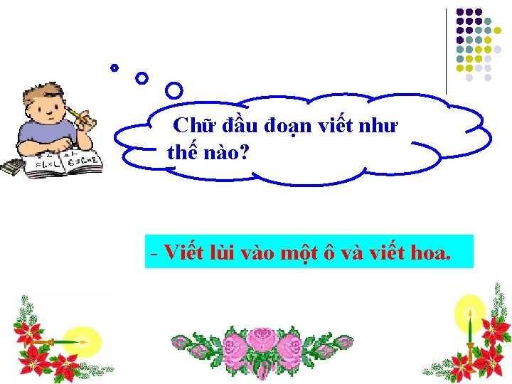 Chữ đầu đoạn viết như thế nào? - Viết lùi vào một ô và