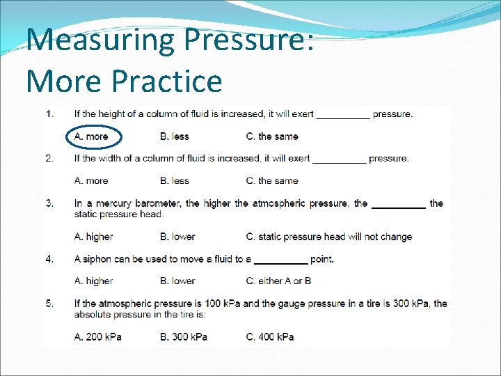 Measuring Pressure: More Practice 