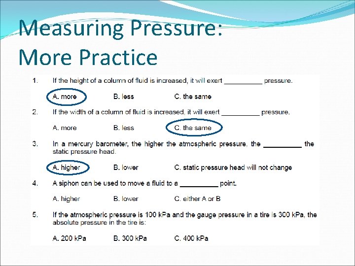 Measuring Pressure: More Practice 