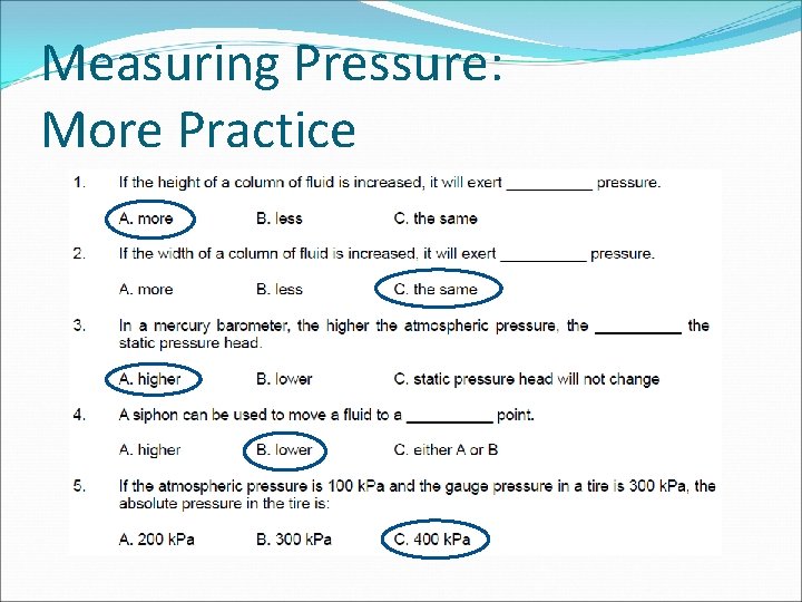 Measuring Pressure: More Practice 