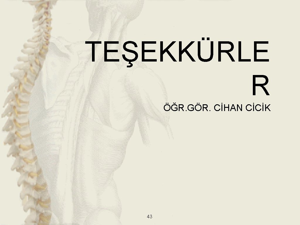 TEŞEKKÜRLE R ÖĞR. GÖR. CİHAN CİCİK 43 TEŞEKKÜRLE R ÖĞR. GÖR. CİHAN CİCİK 43