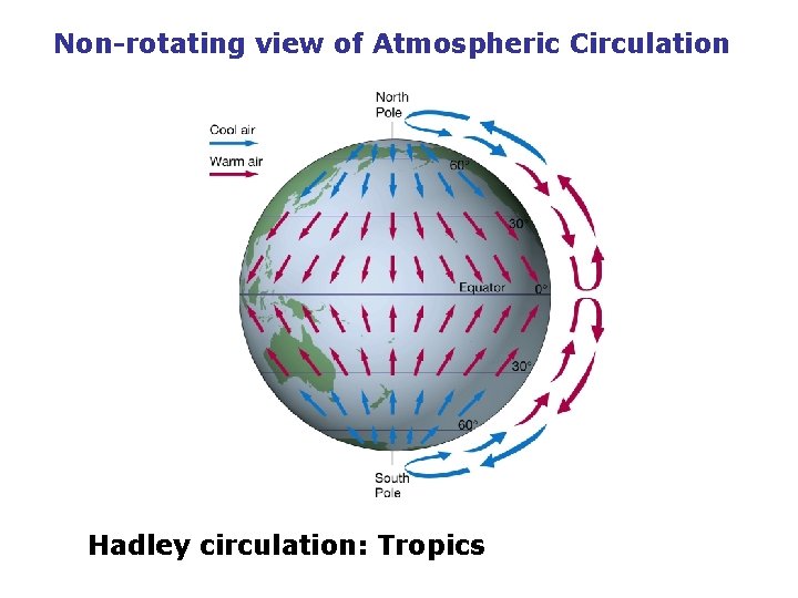 Non-rotating view of Atmospheric Circulation Hadley circulation: Tropics 