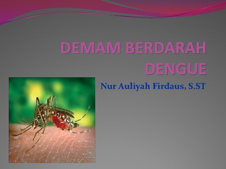 DEMAM BERDARAH DENGUE Nur Auliyah Firdaus, S. ST 