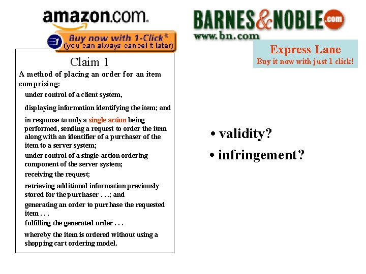 Claim 1 Express Lane Buy it now with just 1 click! A method of