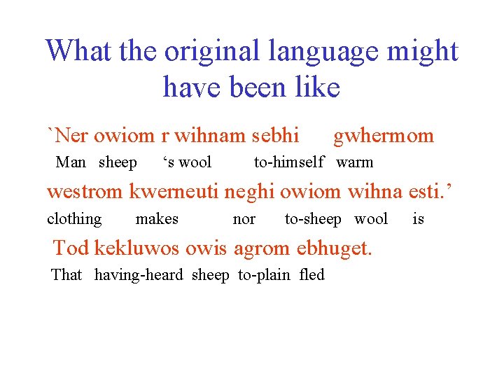 What the original language might have been like `Ner owiom r wihnam sebhi Man
