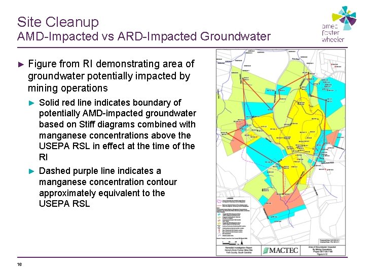 Site Cleanup AMD-Impacted vs ARD-Impacted Groundwater ► Figure from RI demonstrating area of groundwater