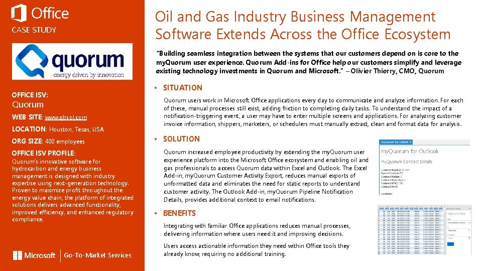 Oil and Gas Industry Business Management Software Extends Across the Office Ecosystem CASE STUDY