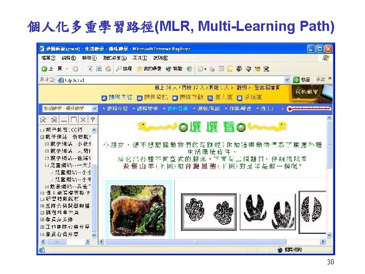個人化多重學習路徑(MLR, Multi-Learning Path) 30 