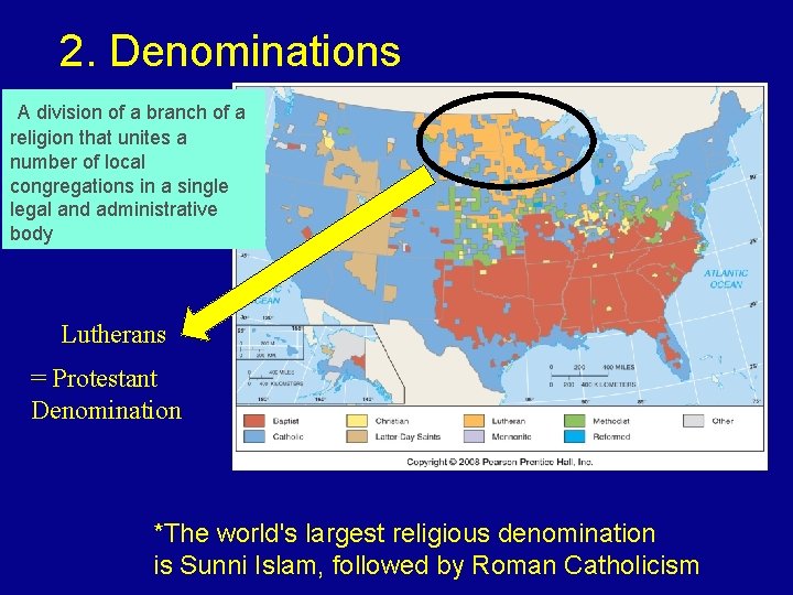 2. Denominations A division of a branch of a religion that unites a number