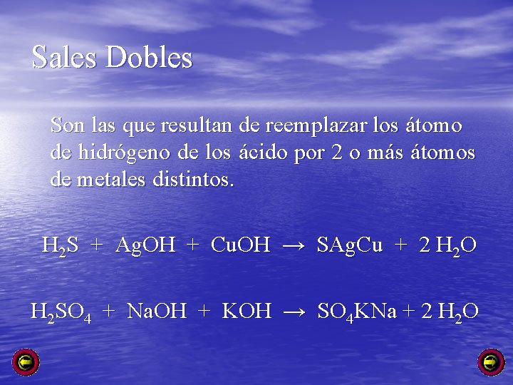 Sales Dobles Son las que resultan de reemplazar los átomo de hidrógeno de los