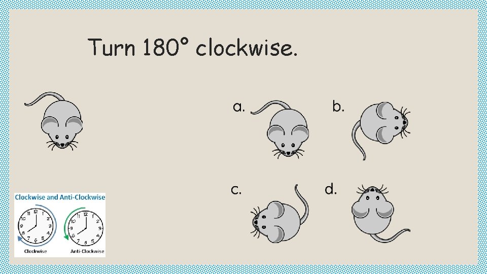 Turn 180° clockwise. 