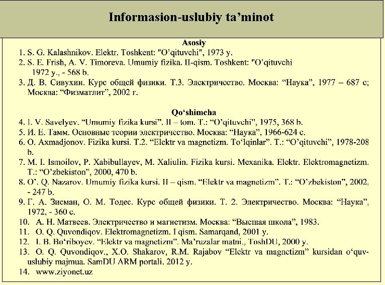 Informasion-uslubiy ta’minot 