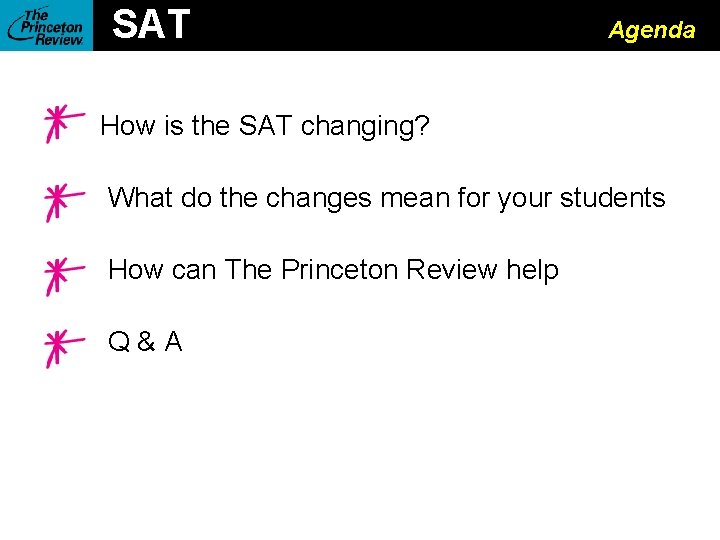 SAT Agenda How is the SAT changing? What do the changes mean for your