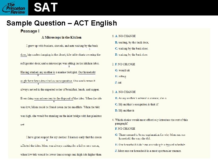 SAT Sample Question – ACT English 