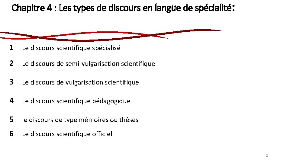 Chapitre 4 : Les types de discours en langue de spécialité: 1 Le discours Chapitre 4 : Les types de discours en langue de spécialité: 1 Le discours