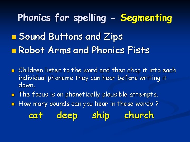 Phonics for spelling - Segmenting n Sound Buttons and Zips n Robot Arms and