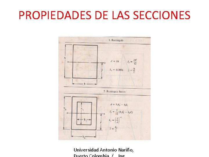 PROPIEDADES DE LAS SECCIONES Universidad Antonio Nariño, 