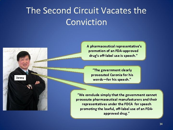 The Second Circuit Vacates the Conviction “A pharmaceutical representative’s promotion of an FDA-approved drug’s