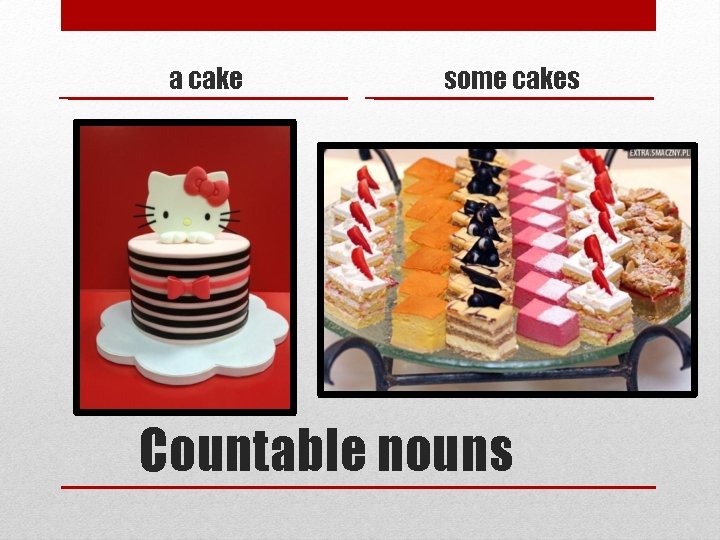 а cake some cakes Countable nouns 