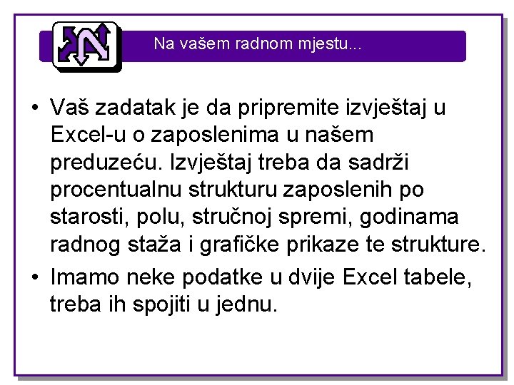 Na vašem radnom mjestu. . . • Vaš zadatak je da pripremite izvještaj u Na vašem radnom mjestu. . . • Vaš zadatak je da pripremite izvještaj u