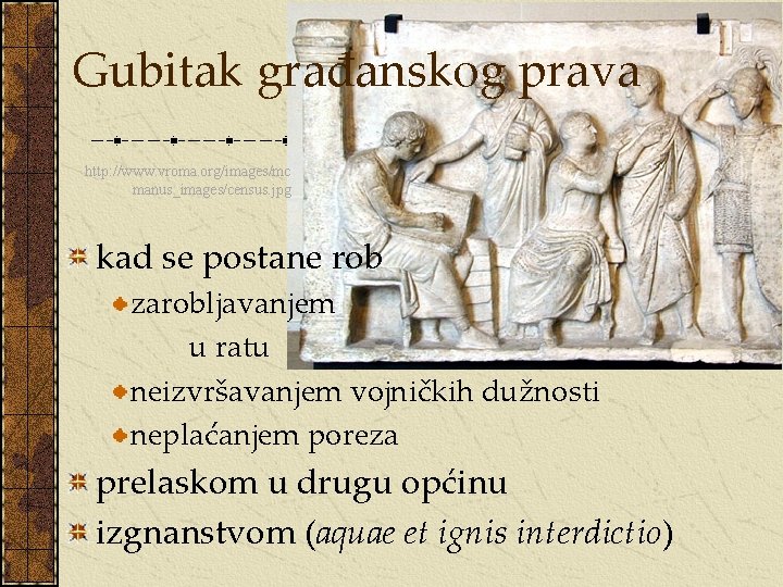 Gubitak građanskog prava http: //www. vroma. org/images/mc manus_images/census. jpg kad se postane rob zarobljavanjem