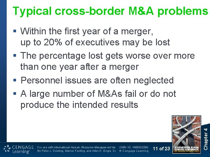 Typical cross-border M&A problems For use with International Human Resource Management 6 e By
