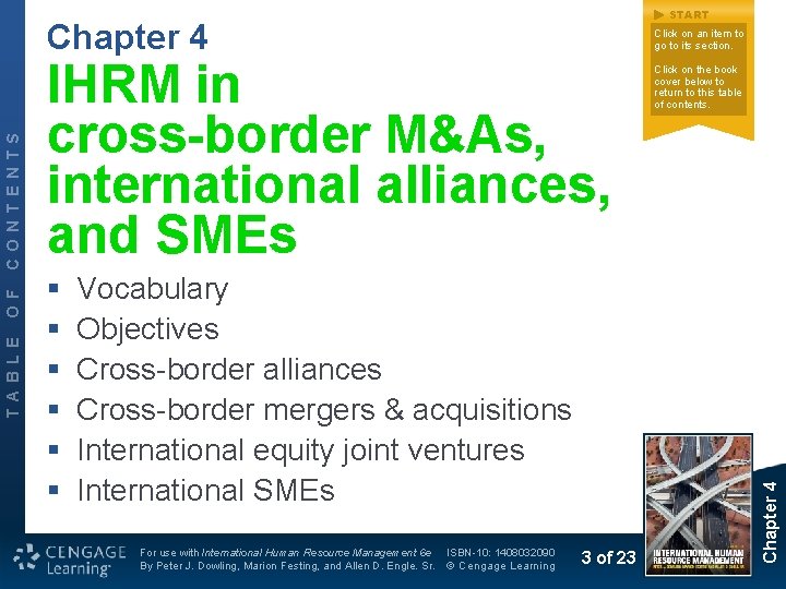 START Click on an item to go to its section. IHRM in cross-border M&As,