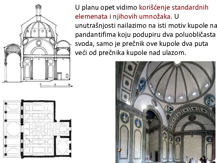 U planu opet vidimo korišćenje standardnih elemenata i njihovih umnožaka. U unutrašnjosti nailazimo na