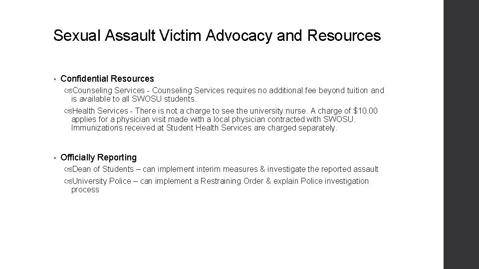 Sexual Assault Victim Advocacy and Resources • Confidential Resources Counseling Services - Counseling Services