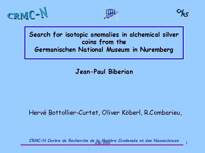 Search for isotopic anomalies in alchemical silver coins from the Germanischen National Museum in