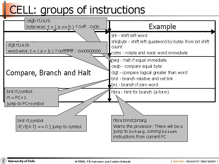 Inf 5062 Programming Asymmetric Multicore Processors Instruction Sets