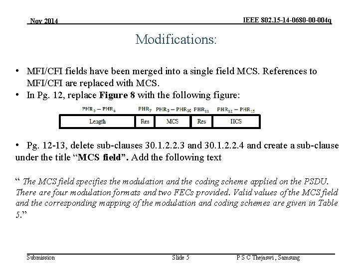 IEEE 802. 15 -14 -0680 -00 -004 q Nov 2014 Modifications: • MFI/CFI fields