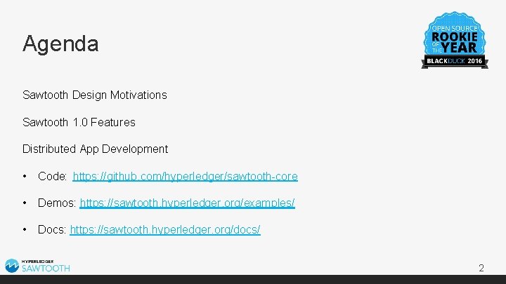 Agenda Sawtooth Design Motivations Sawtooth 1. 0 Features Distributed App Development • Code: https: