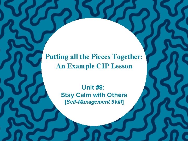 Putting all the Pieces Together: An Example CIP Lesson Unit #8: Stay Calm with
