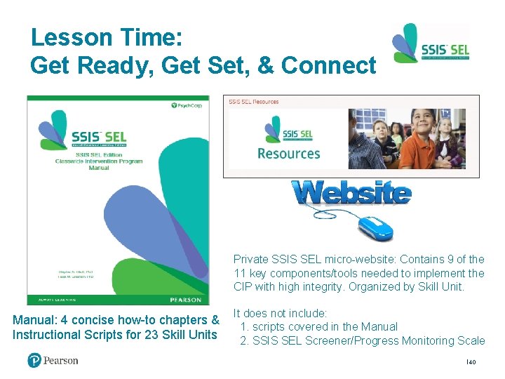 Lesson Time: Get Ready, Get Set, & Connect Private SSIS SEL micro-website: Contains 9