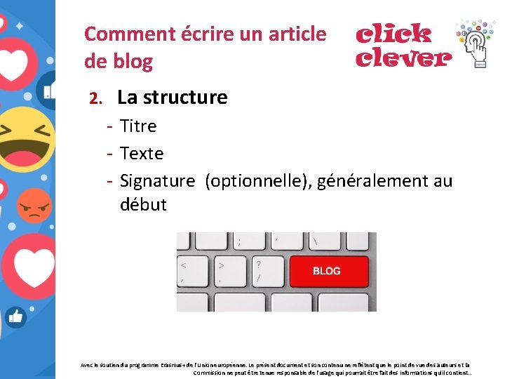 Comment écrire un article de blog 2. La structure - Titre - Texte -