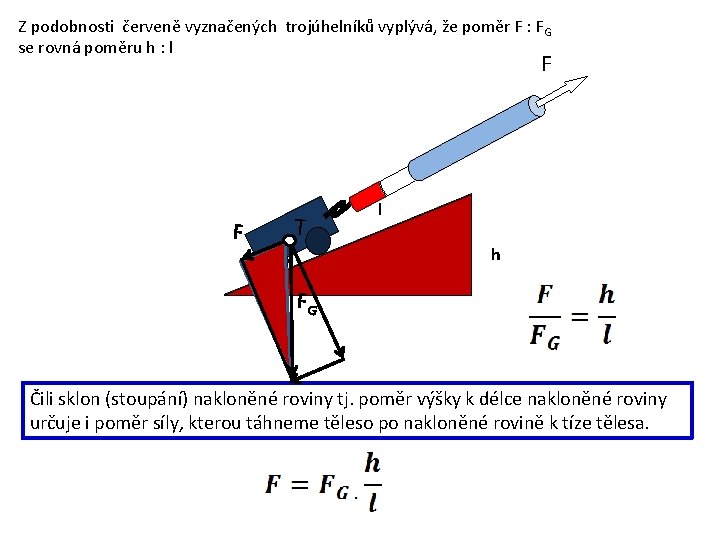 Z podobnosti červeně vyznačených trojúhelníků vyplývá, že poměr F : FG se rovná poměru