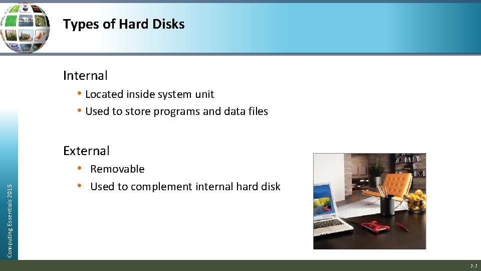 Types of Hard Disks Computing Essentials 2015 Internal • Located inside system unit •