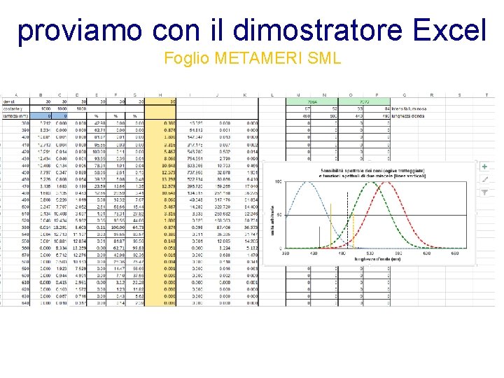 proviamo con il dimostratore Excel Foglio METAMERI SML 