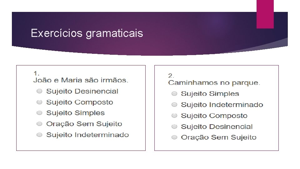 Exercícios gramaticais 