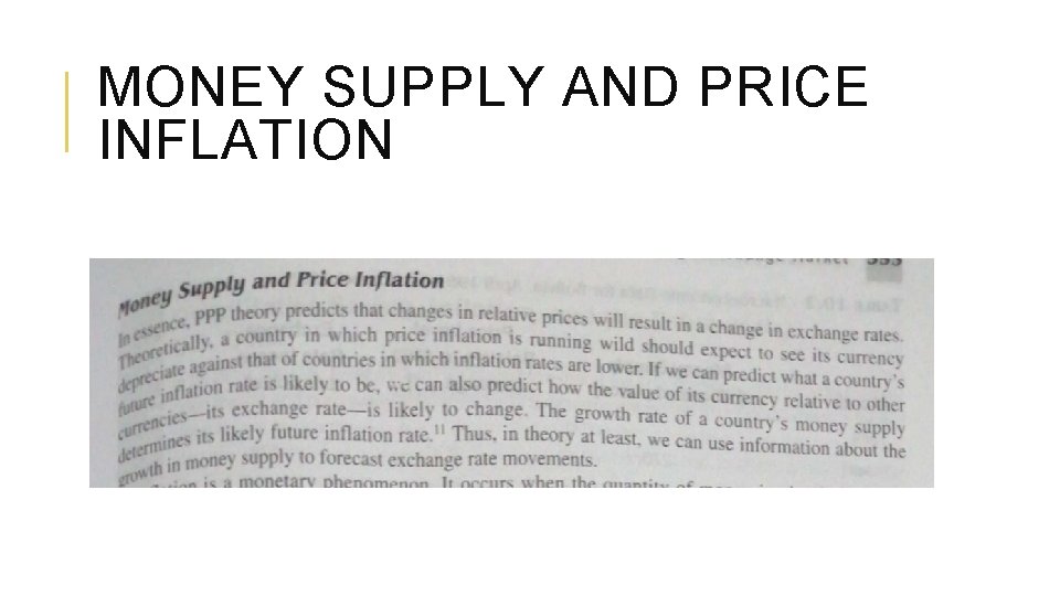 MONEY SUPPLY AND PRICE INFLATION 