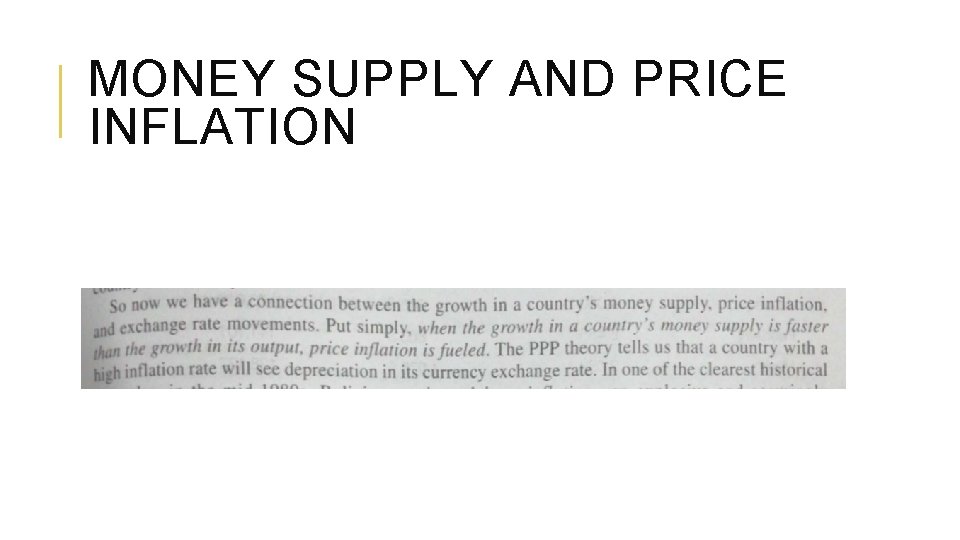 MONEY SUPPLY AND PRICE INFLATION 